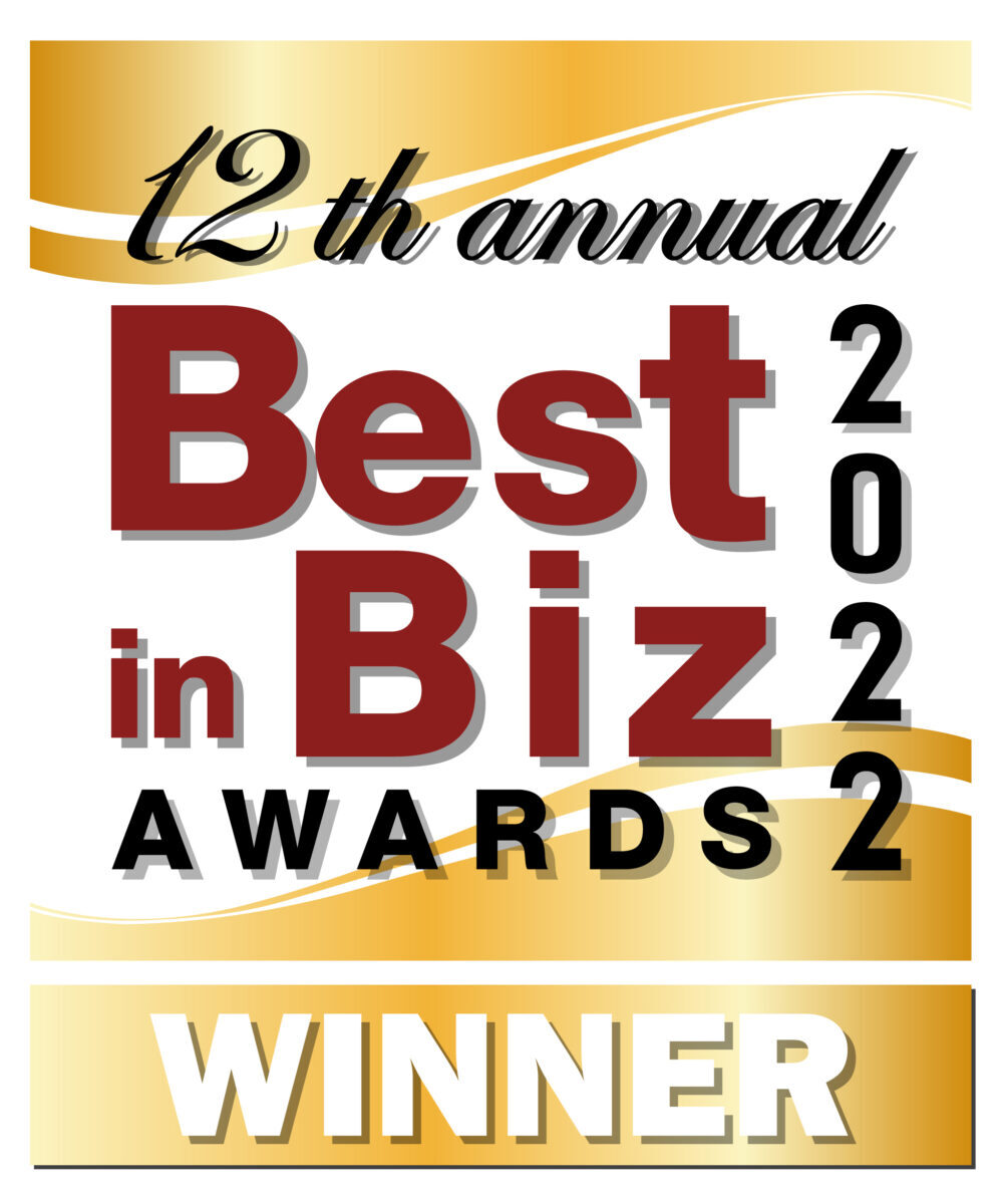 The image shows 12th annual Best in Biz 2022 awards winner